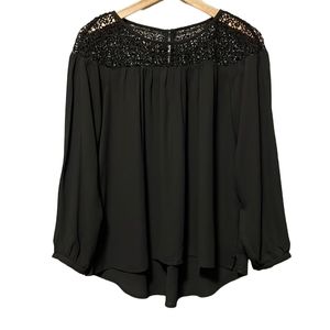 Ann Taylor Loft Crochet Trim Blouse Medium Petite